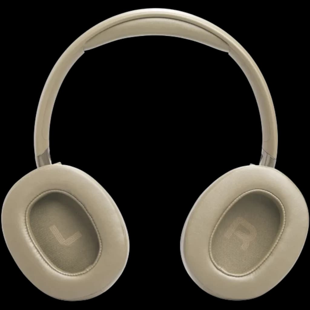 JBL Tune 780NC Beige, casque circum-aural élégant, coussinets moelleux repérés L et R, arceau rembourré, finition mate uniforme, design minimaliste