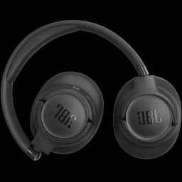 JBL Tune 780NC Noir, casque circum-aural pliable en plastique mat, arceau rembourré, coussinets épais, logo JBL sur coques rondes, design épuré élégant