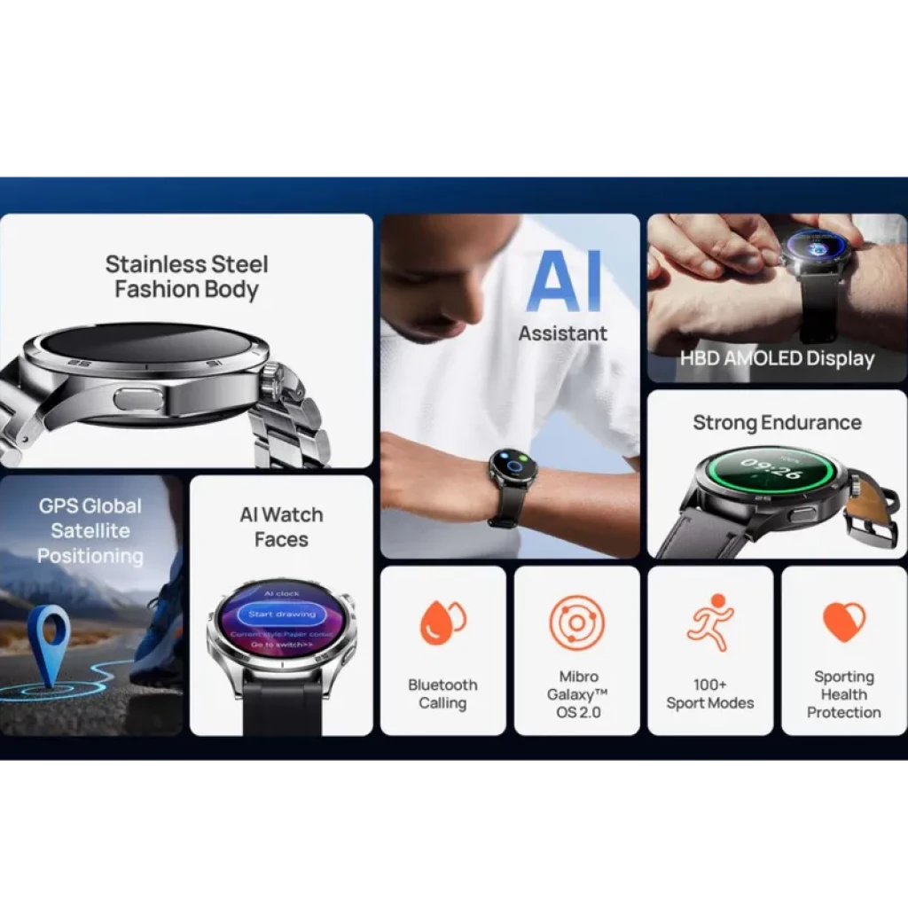 Mibro watch GT Acero inoxidable Plata pantalla AMOLED de 1,43