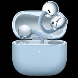 Huawei FreeClip 2 Auriculares Bluetooth con diseño open-ear en color azul, cápsulas metálicas brillantes y estuche compacto texturizado a juego
