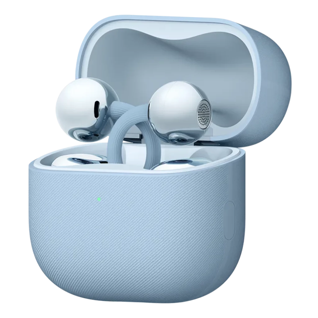 Huawei FreeClip 2 Auriculares Bluetooth con diseño open-ear en color azul, cápsulas metálicas brillantes y estuche compacto texturizado a juego - Ítem1