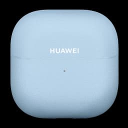 Estuche de carga azul texturizado con logo HUAWEI centrado y luz LED frontal para Huawei FreeClip 2