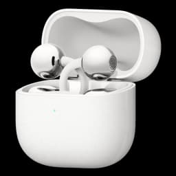 Vista a 45 grados de los auriculares Huawei FreeClip 2 ubicados en el estuche, en color blanco