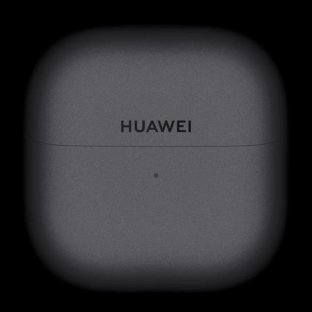 Estuche de carga negro con logo HUAWEI centrado y luz LED frontal para Huawei FreeClip 2