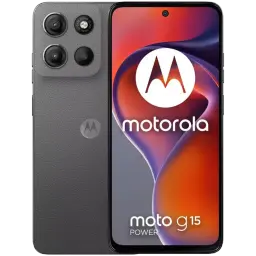 Motorola Moto G15 Power 256GB gris con pantalla 6.72, diseño fino, triple módulo trasero con cámara principal 50 MP y frontal en orificio central