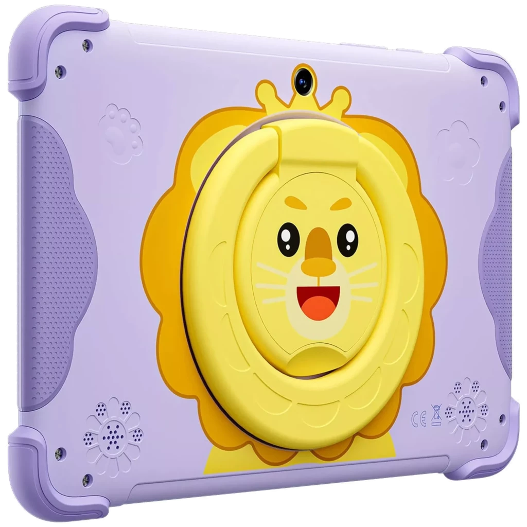Tablette enfant violette Blackview Link 1 Kids 4 Go 64 Go, grand écran, coque robuste avec lion jaune et poignée rotative, caméra et haut-parleurs intégrés - Ítem6