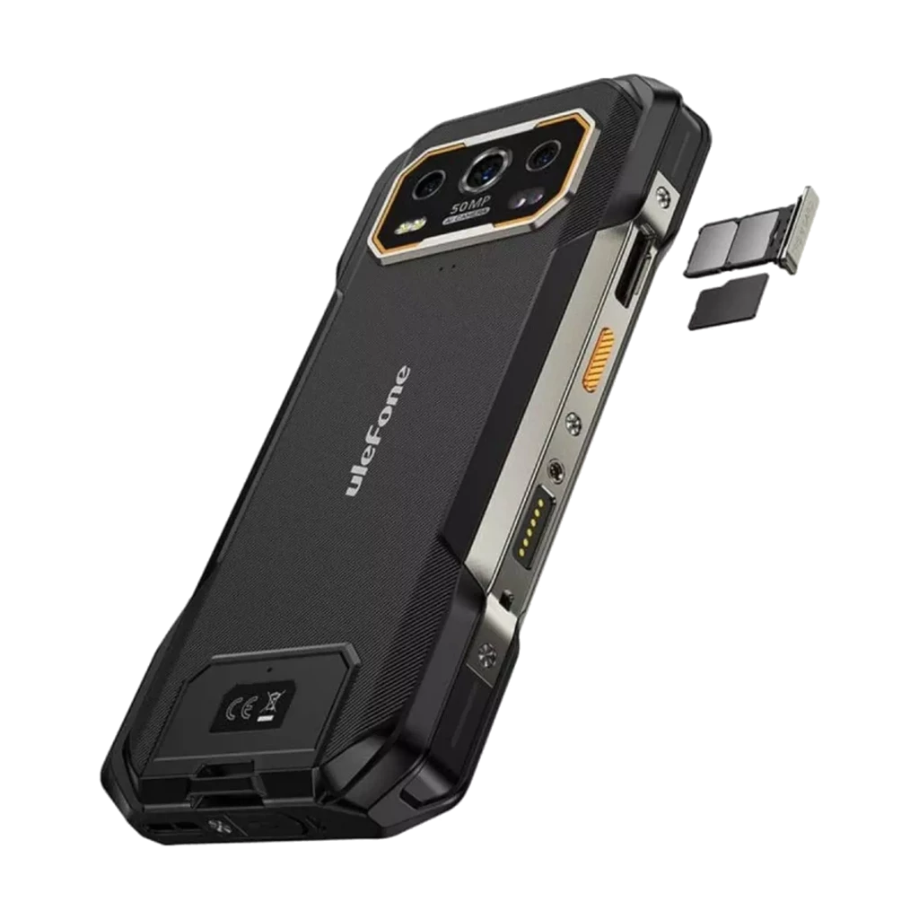 Ulefone Armor 27T Pro Plus 5G negro, diseño robusto con esquinas reforzadas, módulo de cámara 50 MP con FLIR térmica, pantalla frontal con biseles gruesos - Ítem4