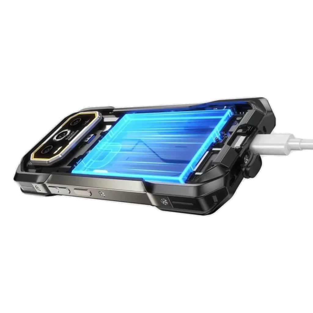 Ulefone Armor 27T Pro Plus 5G negro, diseño robusto con esquinas reforzadas, módulo de cámara 50 MP con FLIR térmica, pantalla frontal con biseles gruesos - Ítem6