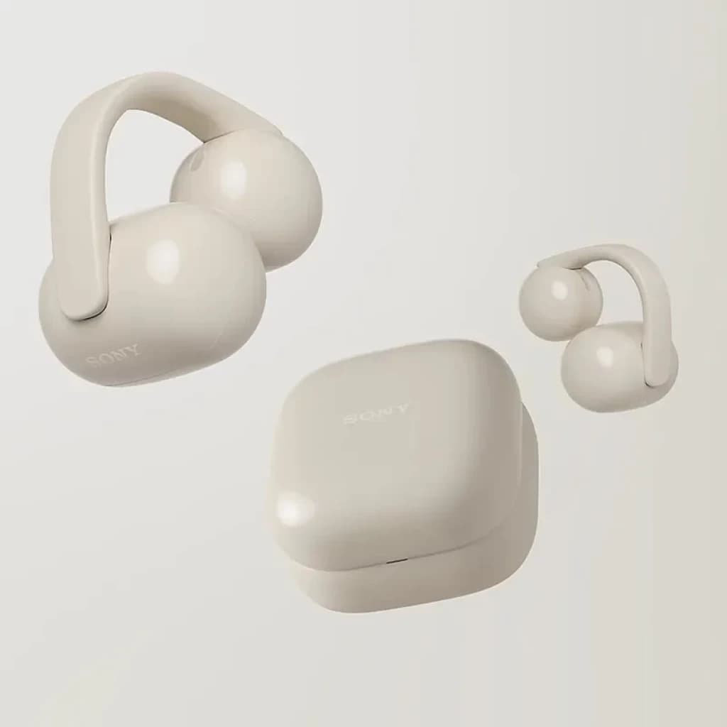 Sony LinkBuds Clip WF-LC900 Beige TWS open-ear con diseño de clip, acabado mate, cápsulas esféricas dobles y estuche compacto a juego, 3 modos de escucha