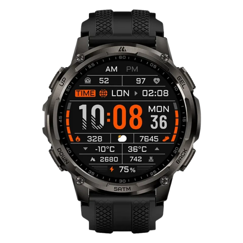 Kospet Tank T4C Negro con correa negra, caja robusta, pantalla AMOLED 1,5 con esfera digital multicolor, bisel metálico, botones laterales y resistencia 5 ATM - Ítem11