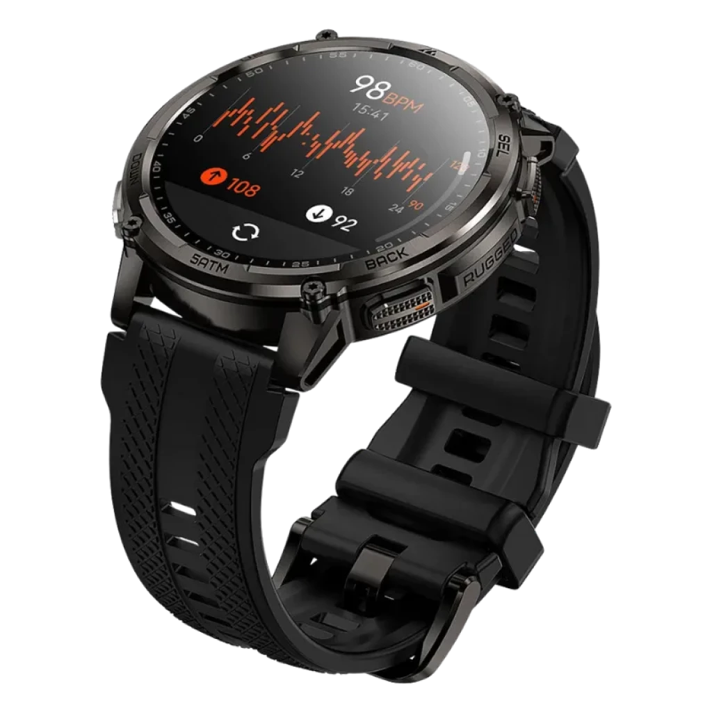 Kospet Tank T4C Negro con correa negra, caja robusta, pantalla AMOLED 1,5 con esfera digital multicolor, bisel metálico, botones laterales y resistencia 5 ATM - Ítem13