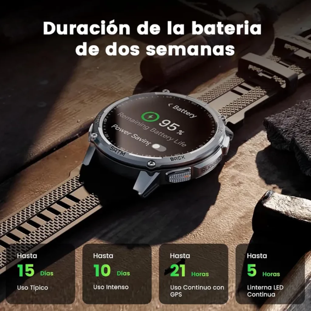 Kospet Tank T4C Negro con correa negra, caja robusta, pantalla AMOLED 1,5 con esfera digital multicolor, bisel metálico, botones laterales y resistencia 5 ATM - Ítem9