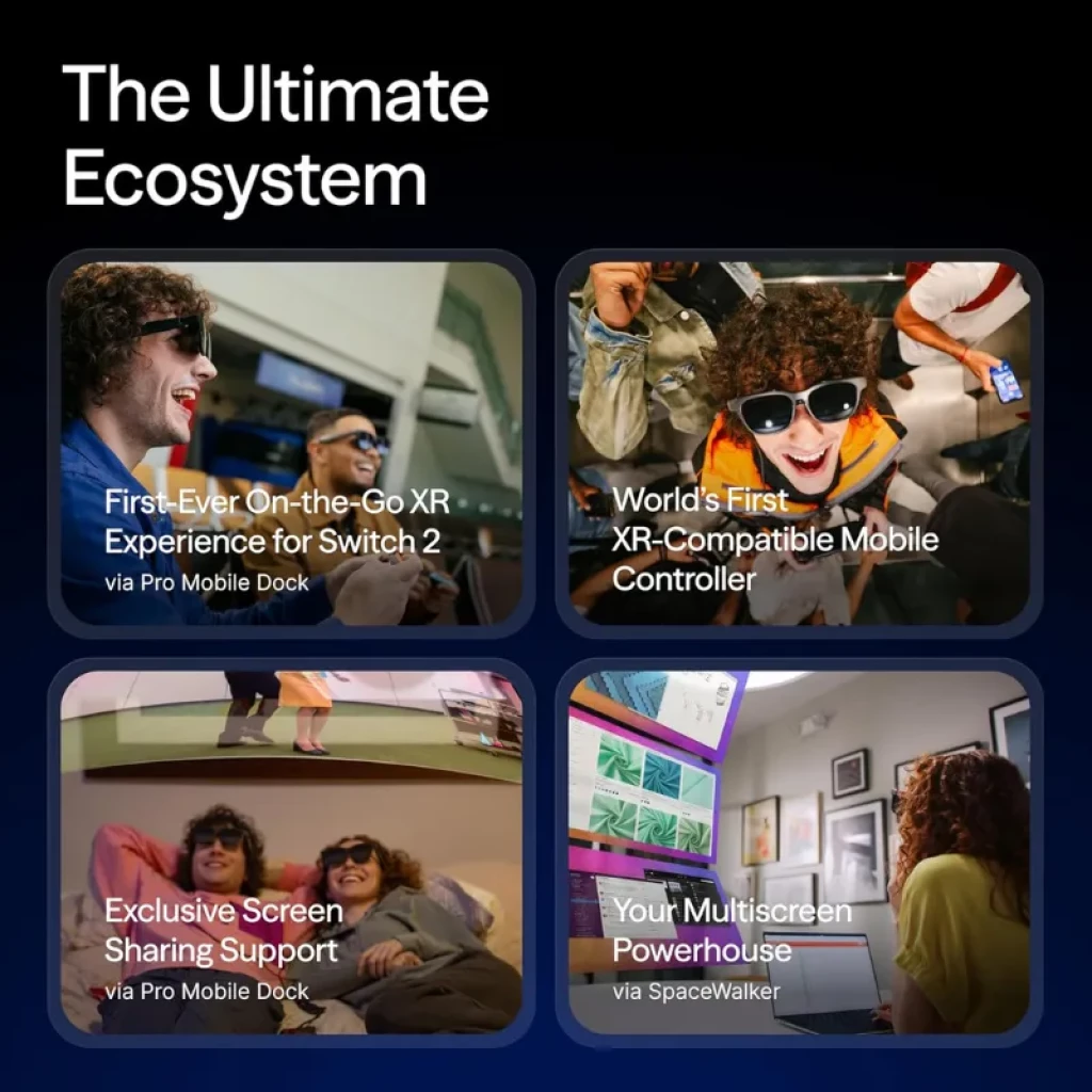 Viture Luma Pro XR Talla L gafas AR con lentes azul espejo, montura negra elegante y patillas de fibra de carbono con detalles naranjas y logo VITURE - Ítem7