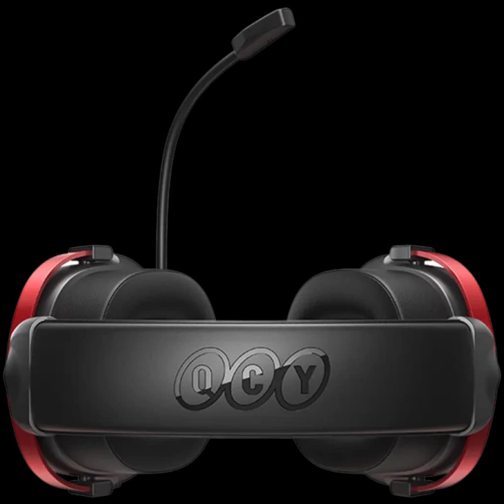 Casque gaming QCY Heroad VN200 USB A noir et rouge avec micro flexible, arceau rembourré et oreillettes épaisses, haut parleurs 40 mm son spatial 7.1