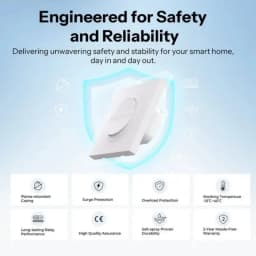 SONOFF Orb-ZBW2L ZigBee double canal, interrupteur mural blanc avec deux bascules ovales, boîtier ignifuge, icônes de protections et garantie 2 ans visible