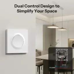SONOFF Orb-ZBW2 ZigBee double canal : panneau mural blanc minimaliste avec anneau tactile circulaire et schéma de câblage, double commande 110-240 V pour l'éclairage
