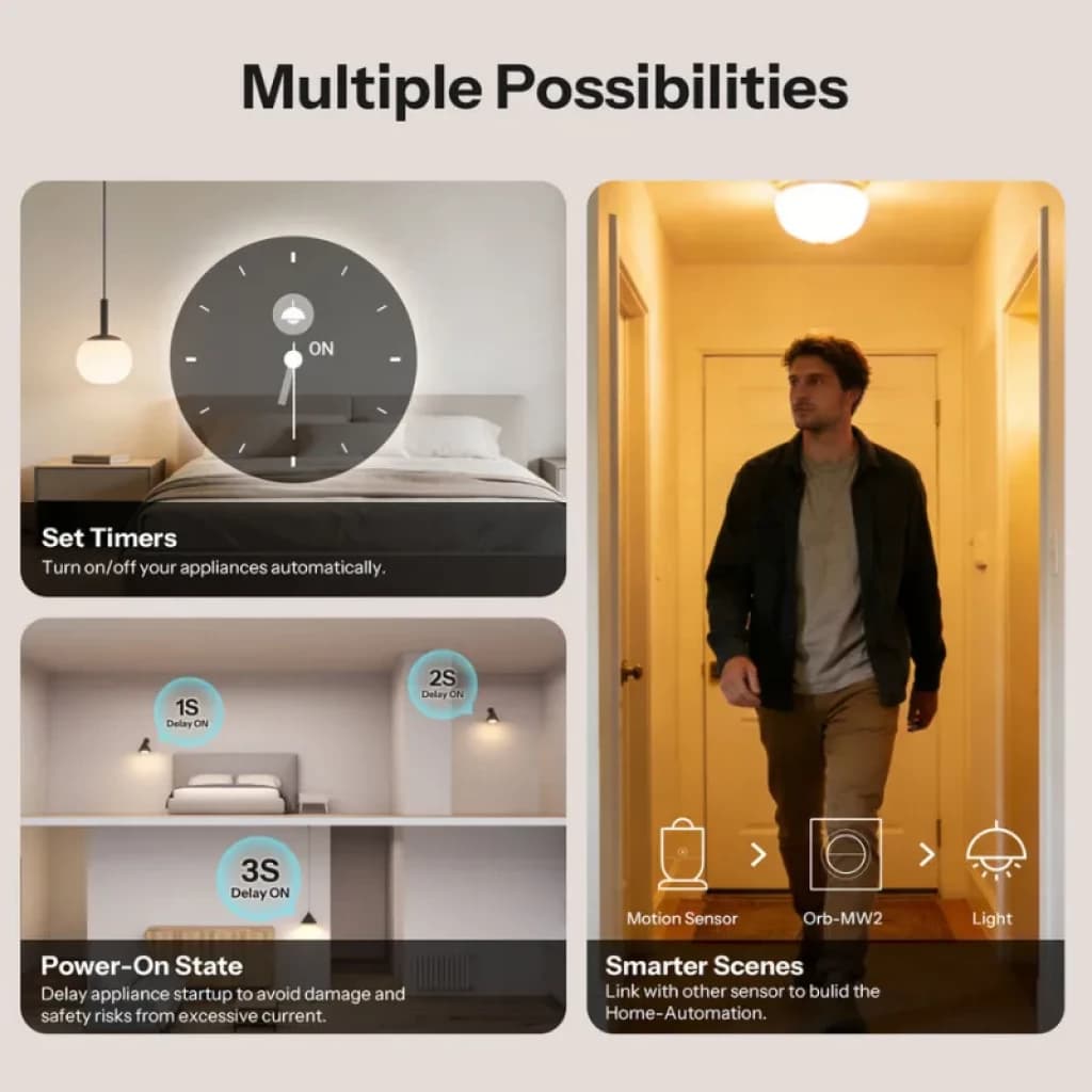 SONOFF Orb-MW2 Matter double canal : interrupteur mural intelligent avec minuteries, démarrage différé, scénarios et contrôle de l'éclairage avec capteur de mouvement