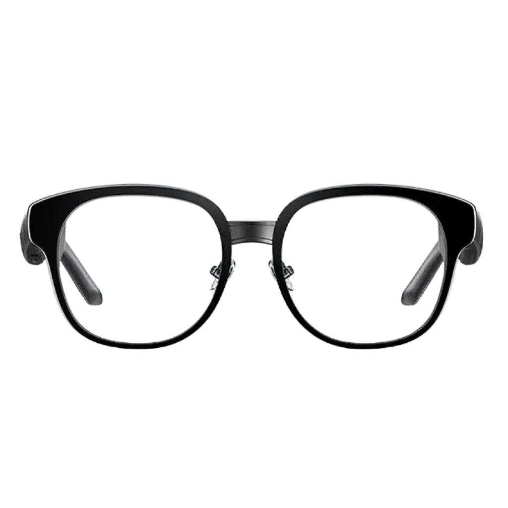 Imiki MYVU Preto com navegação por voz – óculos AR pretos, armação clássica arredondada, hastes largas com logótipo MYVU, lentes transparentes integradas - Item1