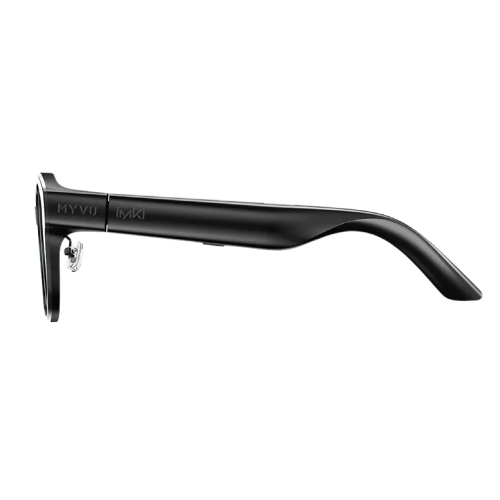 Imiki MYVU Preto com navegação por voz – óculos AR pretos, armação clássica arredondada, hastes largas com logótipo MYVU, lentes transparentes integradas - Item2