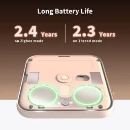 Autonomie de la batterie de l'Aqara W100 avec image illustrative de l'intérieur du capteur