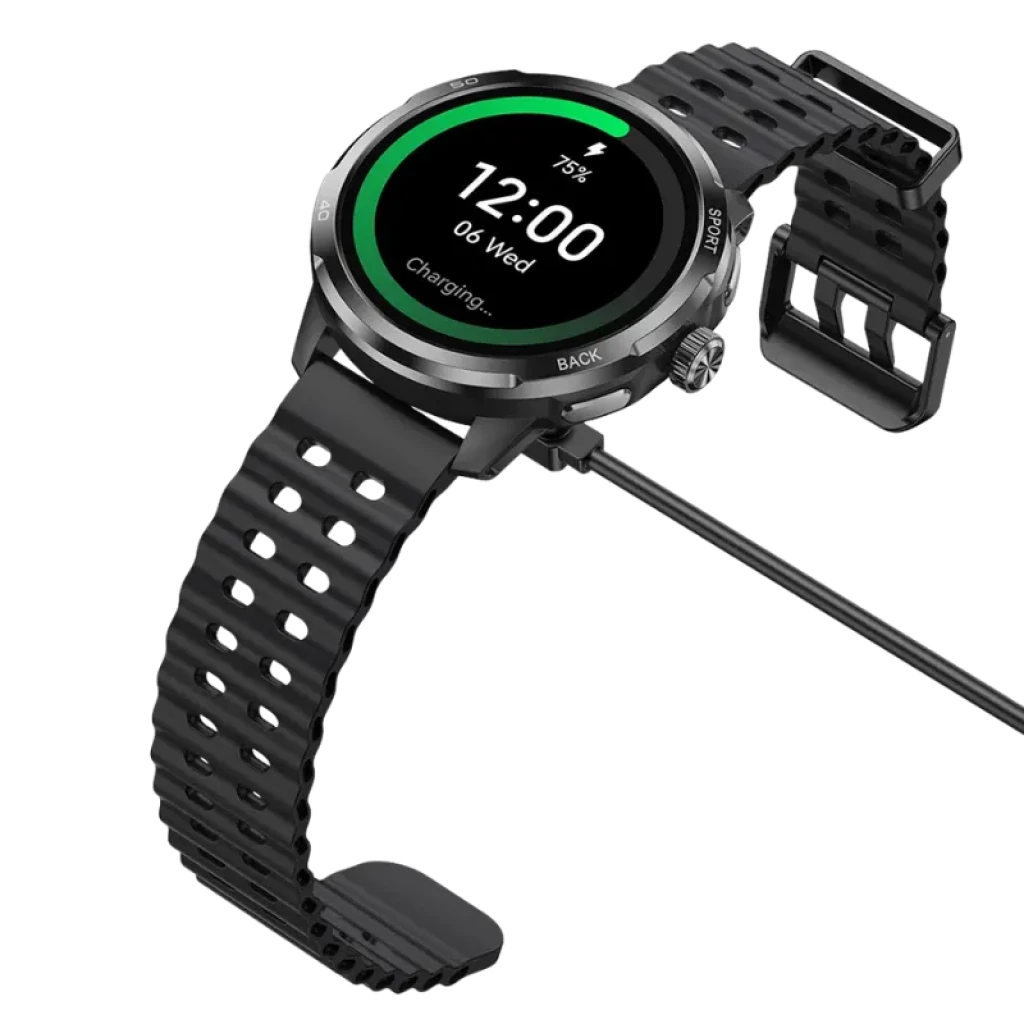 Ulefone Armor Watch Pro Negro con pantalla AMOLED 1,50 pulgadas, bisel metálico, correa resistente negra, esfera analógica digital con acentos naranjas - Ítem3