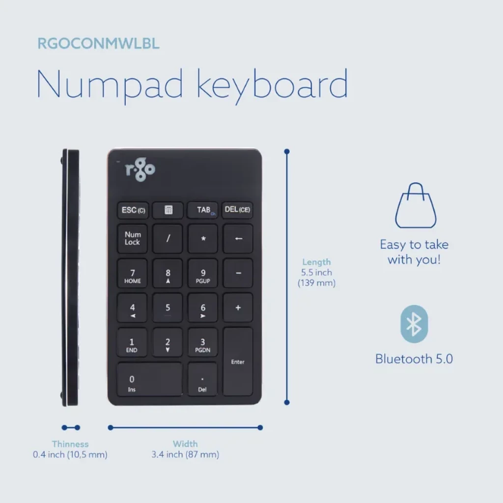  R-Go Tools Numpad Break - Teclado Numérico compacto inalámbrico Bluetooth con indicador de pausa - Ítem3