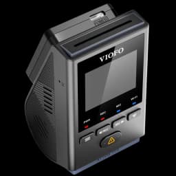 VIOFO A119M Pro 4K HDR Mini com tela traseira, botões PWR REC MIC Wi‑Fi, slot superior, corpo compacto em ângulo e ventilação lateral, Wi‑Fi 6 e voz