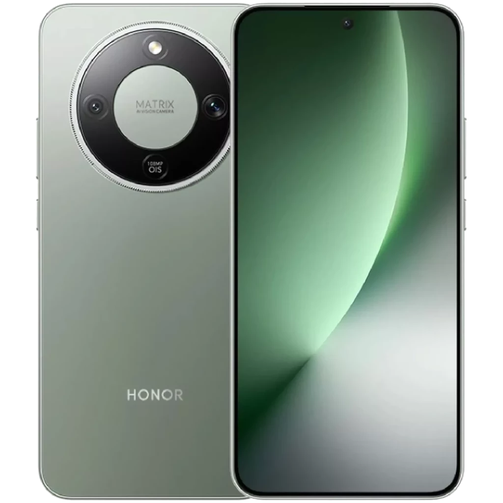 Honor Magic8 Lite 5G verde con pantalla 6.79 pulgadas casi sin bordes, cámara trasera circular triple con anillo Matrix y frontal perforada centrada - Ítem