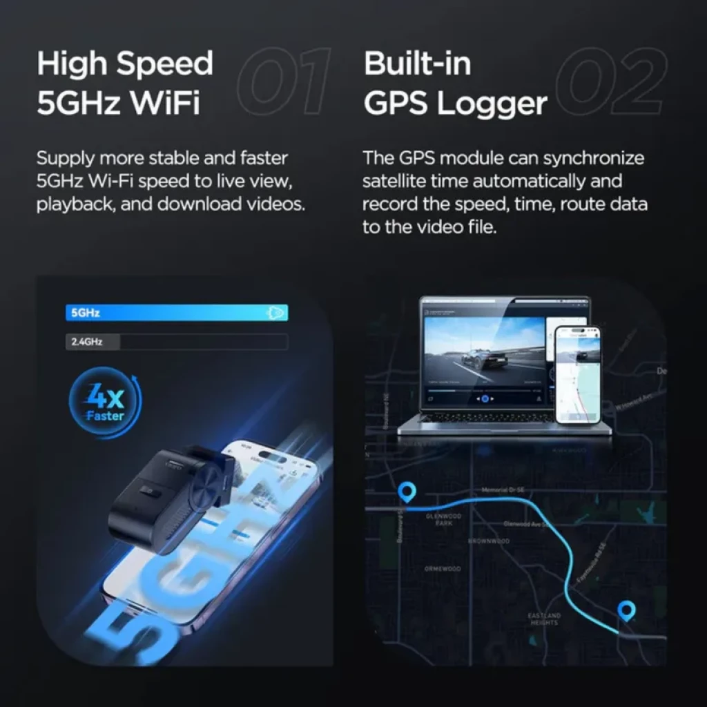 VIOFO VS1 Mini 2K HDR- Dashcam con control por voz, Wi-Fi de 5 GHz y GPS con tarjeta MicroSD de 32 GB - Ítem6