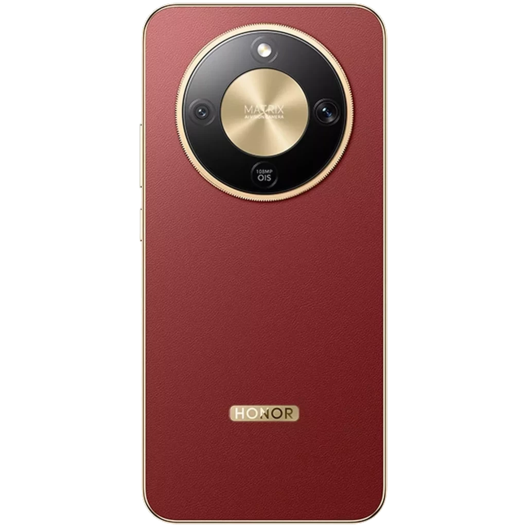 Honor Magic8 Lite 5G en tono Reddish Brown con acabado tipo cuero, módulo de cámara circular dorado 108 MP, bordes dorados y pantalla 6.79 pulgadas - Ítem2