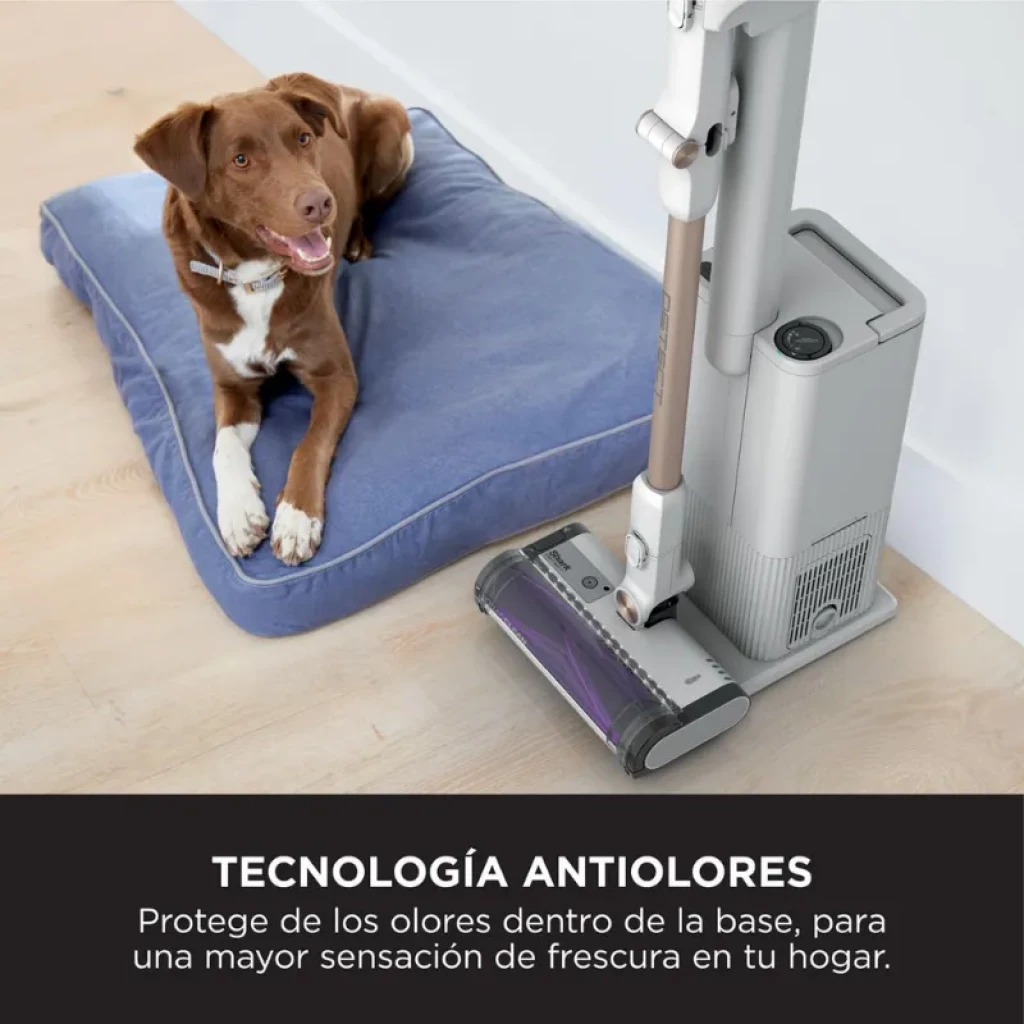 Shark IW3612EU aspirateur sans fil gris et cuivre, tête motorisée violette, réservoir visible et base de vidage automatique de 2 L, puissance 240 W - Ítem5