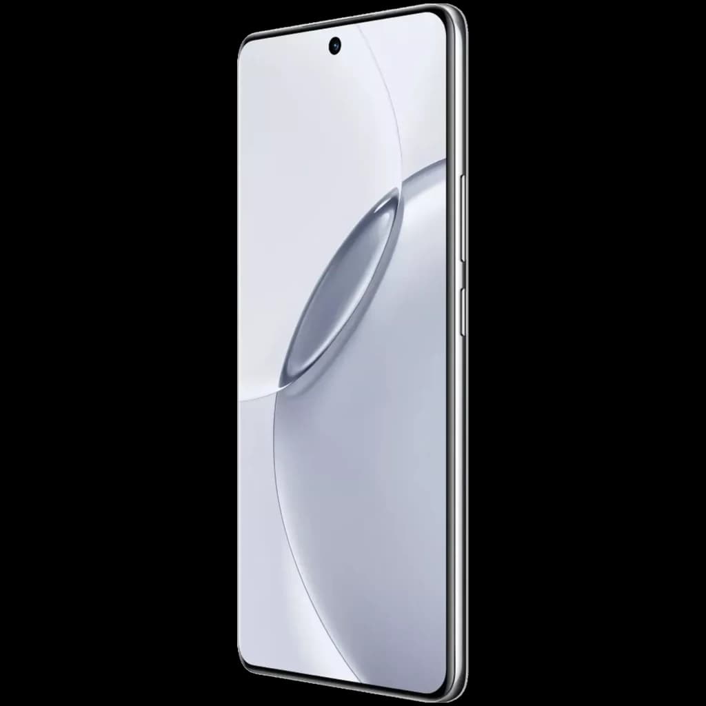 Realme 16 Pro+ gris con pantalla de 6.7 pulgadas casi sin bordes, cámara frontal en orificio central y marco metálico delgado en el lateral visible