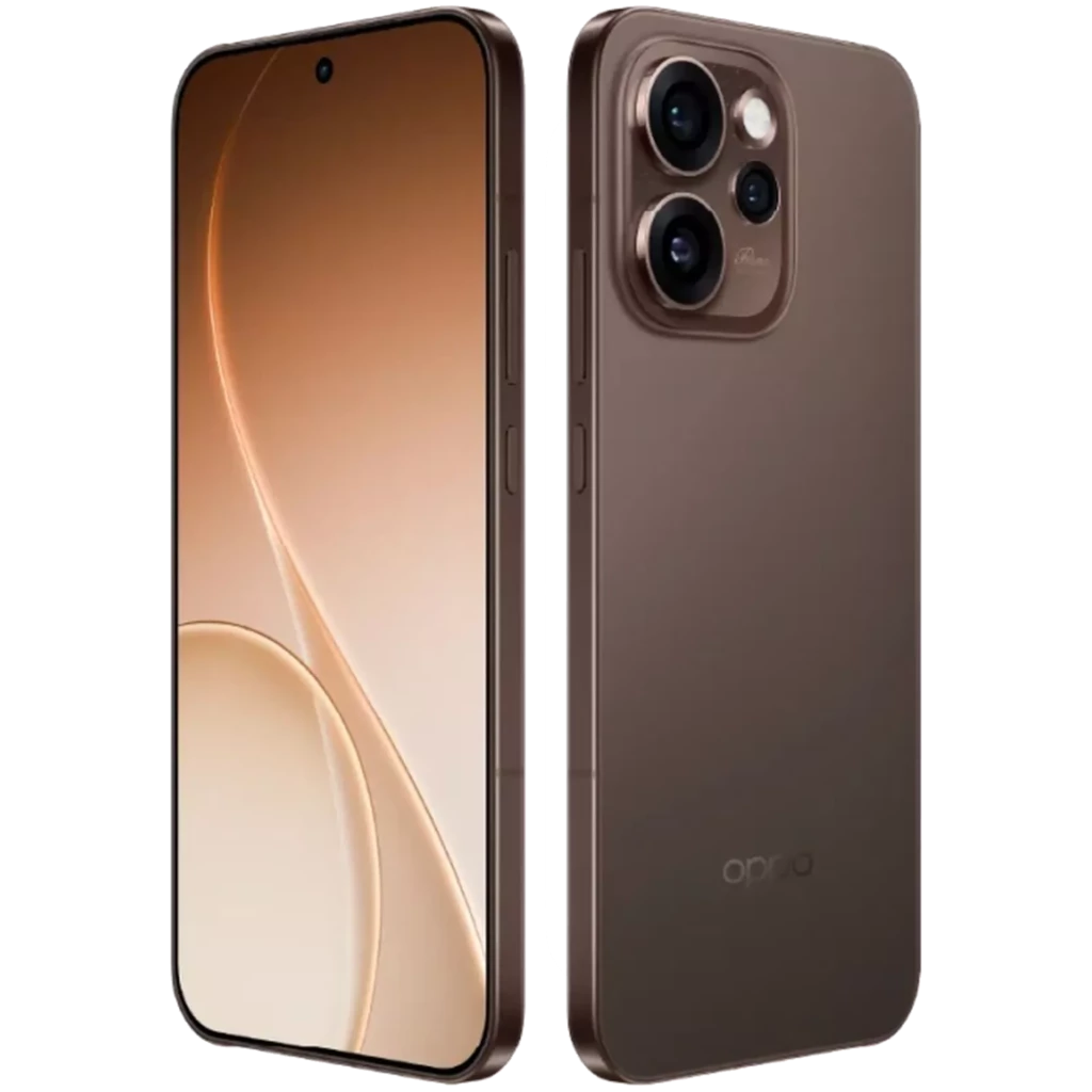 Oppo Reno15 Pro Max 5G marrón con cuerpo elegante, pantalla 6.78 casi sin bordes y módulo triple trasero destacado con sensor principal de 200 Mpx - Ítem1