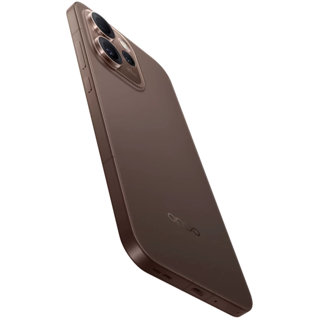 Oppo Reno15 Pro Max 5G marrón con cuerpo elegante, pantalla 6.78 casi sin bordes y módulo triple trasero destacado con sensor principal de 200 Mpx - Ítem4