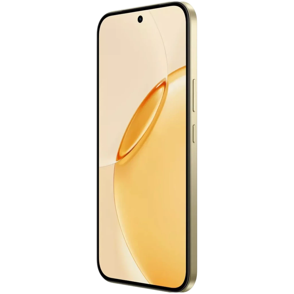 Realme 16 Pro 5G dorado con pantalla de 6.78 pulgadas, doble cámara trasera con flash circular, frontal con perforación central y bordes delgados - Ítem1
