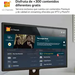 LG 32SR50F-W.AEU 31.5 FullHD IPS WebOS preto, tela fina com bordas estreitas, suporte estável e interface LG Channels destacada para streaming gratuito