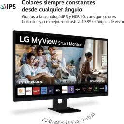 Monitor LG 32SR50F-W.AEU 31,5 FullHD IPS WebOS preto, tela plana com bordas finas, base central, cores vivas e amplo ângulo de visão 178°