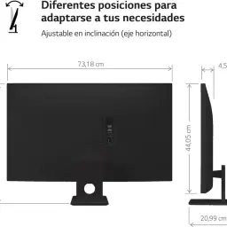 LG 32SR50F-W.AEU 31,5 FullHD IPS WebOS Preto visto por trás e lateral, base central robusta, portas traseiras acessíveis, ajuste de inclinação horizontal