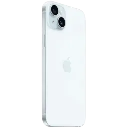 iPhone 15 Plus 5G 128 Go Bleu Reconditionné Excellent état dos blanc élégant double capteur photo grand angle et ultra grand angle finition premium