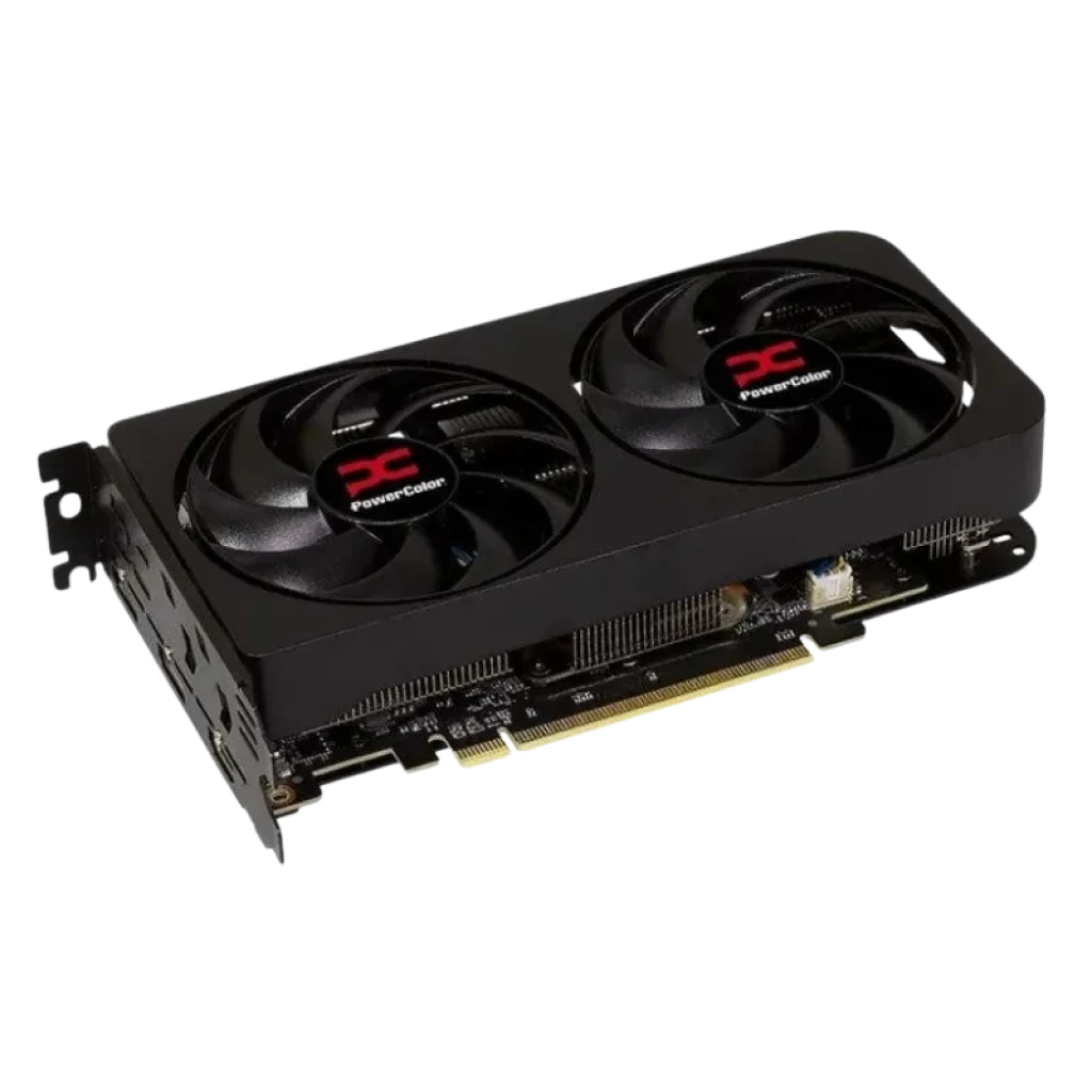 Vista frontal da Powercolor Reaper RX 9060XT com duas ventoinhas de 87 mm - Item2