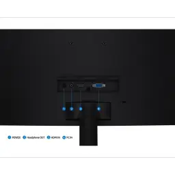 Arrière du Moniteur Samsung S27D392GAU 27 pouces noir avec ports HDMI, VGA, PC IN et prise casque, bouton d’alimentation, design incurvé élégant