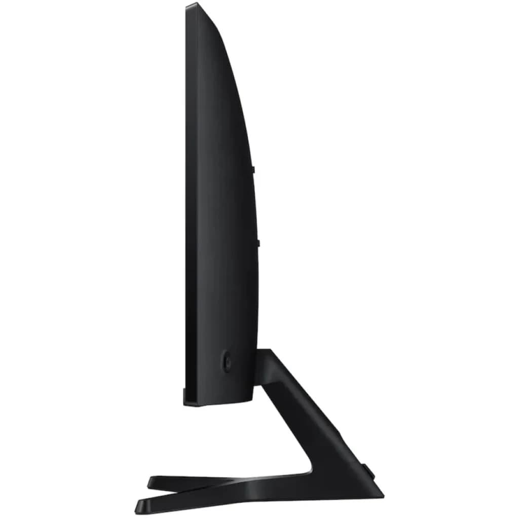 Profil latéral du moniteur Samsung S27D392GAU 27 pouces, écran VA incurvé, cadre fin noir, pied angulaire stable, design épuré et moderne