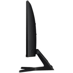 Profil latéral du moniteur Samsung S27D392GAU 27 pouces, écran VA incurvé, cadre fin noir, pied angulaire stable, design épuré et moderne