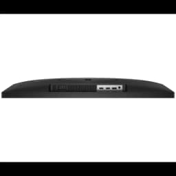 Parte trasera del Monitor HP OMEN 27q con puertos HDMI y DisplayPort, rejilla de ventilación central y conector de alimentación en chasis negro delgado