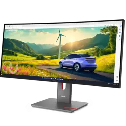 Monitor curvo ultraancho Lenovo ThinkVision P34WD-40 de 34 pulgadas WQHD, panel IPS, 120 Hz, biseles delgados, base robusta ajustable con soporte ergonómico