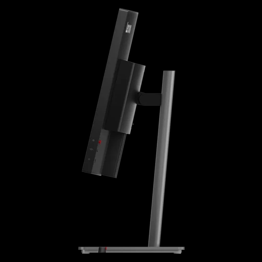 Perfil lateral del monitor curvo Lenovo ThinkVision P34WD-40 34 pulgadas WQHD IPS, marco delgado, soporte ajustable en altura e inclinación, acabado negro