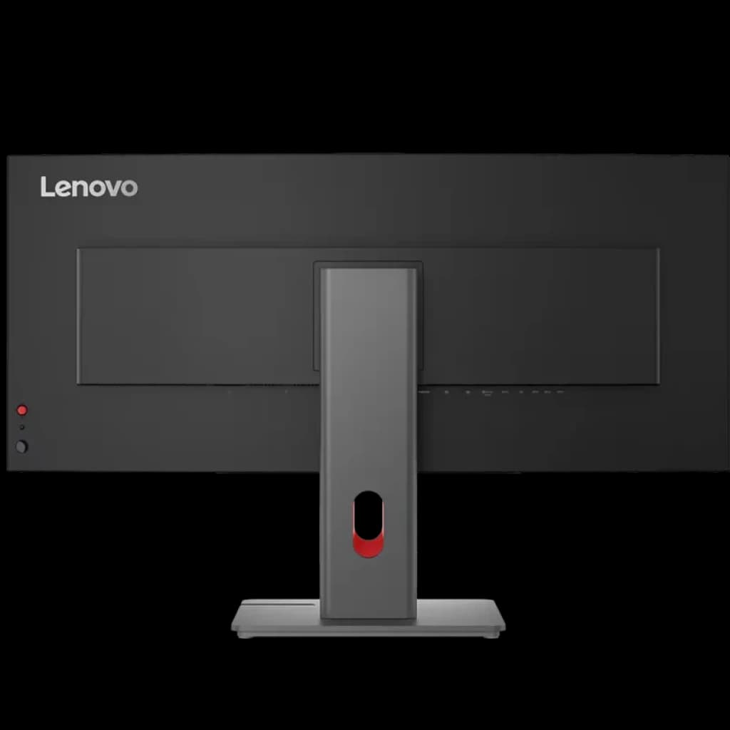 Monitor Lenovo ThinkVision P34WD-40 curvo de 34 pulgadas, panel IPS WQHD, 120Hz, diseño negro minimalista, soporte ajustable con pasacables rojo