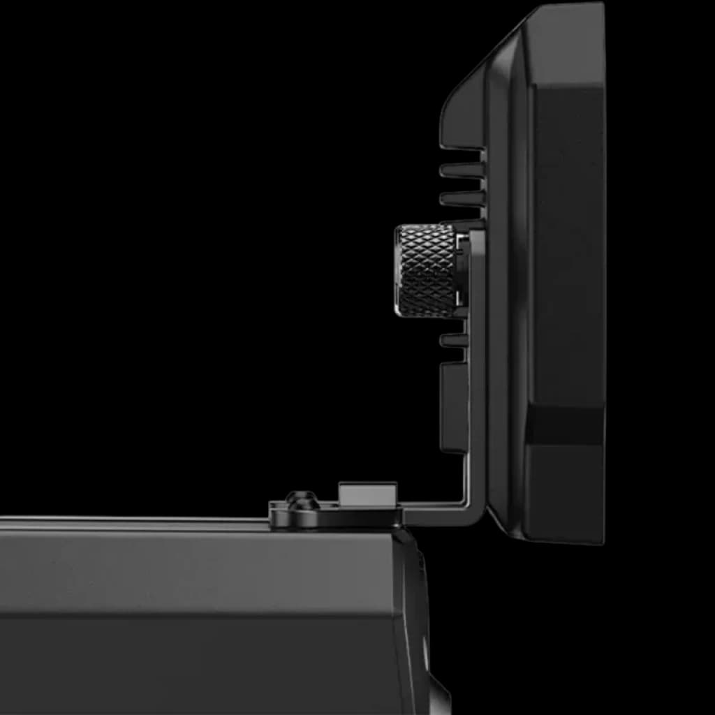 Moza Racing CM2 HD - Painel de corrida com display compacto, carcaça robusta em preto e ajuste por knob texturizado em suporte metálico lateral