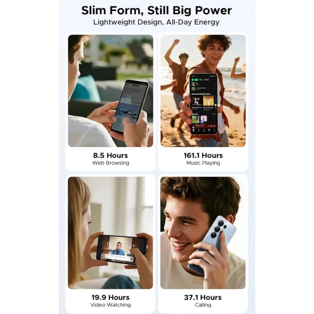 Doogee Note 56X PRO 128GB Prata com tela 6,56 polegadas, notch em gota e bordas finas. Traseira prata com módulo de câmeras triplas destacado. - Item7