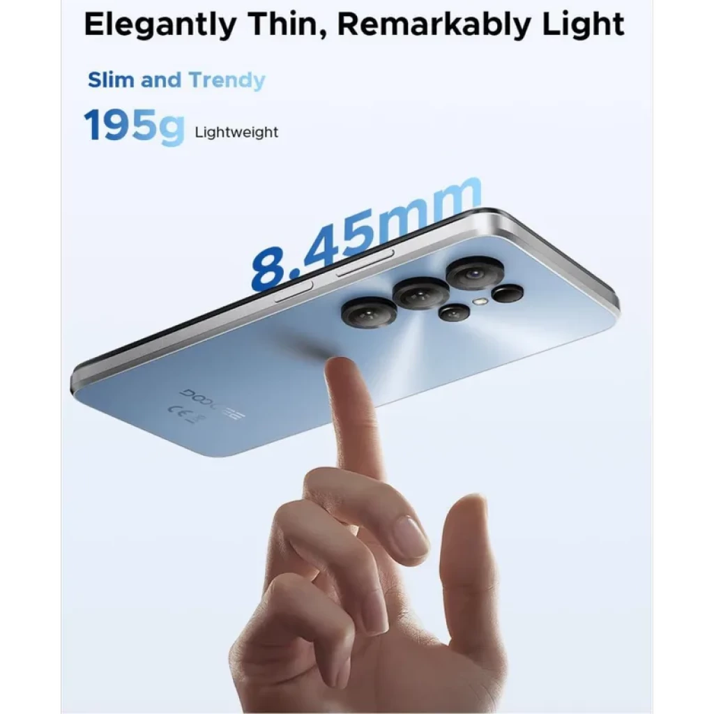 Doogee Note 56X PRO azul com tela grande de bordas finas, notch em gota e módulo traseiro com múltiplas câmeras em arranjo vertical elegante - Item8